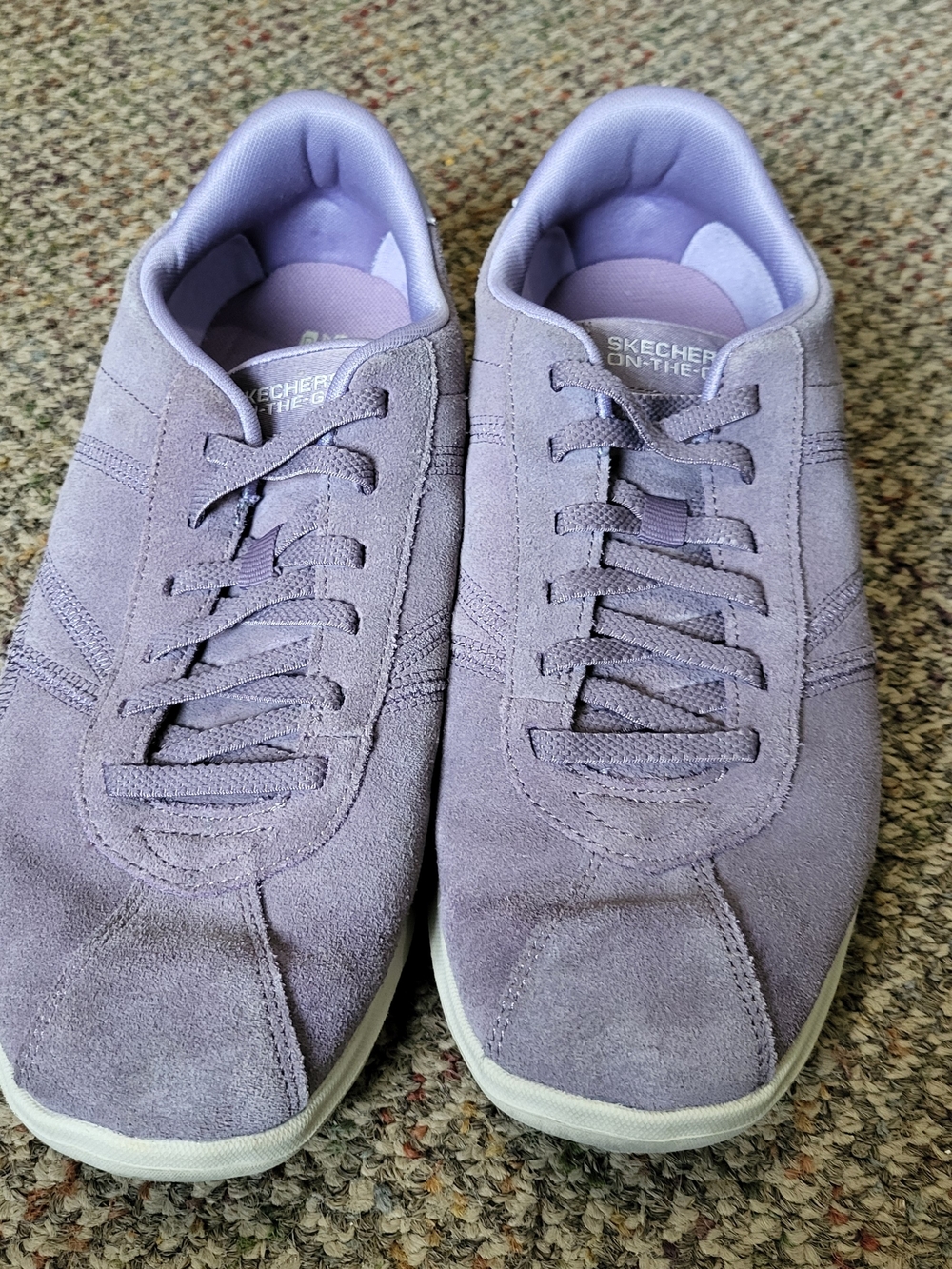 Skechers On-The-Go Lavender Suede Slip-On Sneakers for Women